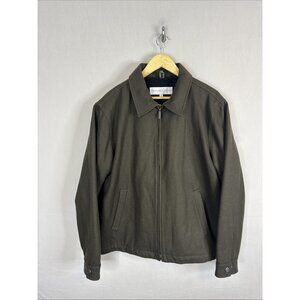 Geoffrey Beene Wool Blend Zip Jacket Mens XL Brown Harrington Style